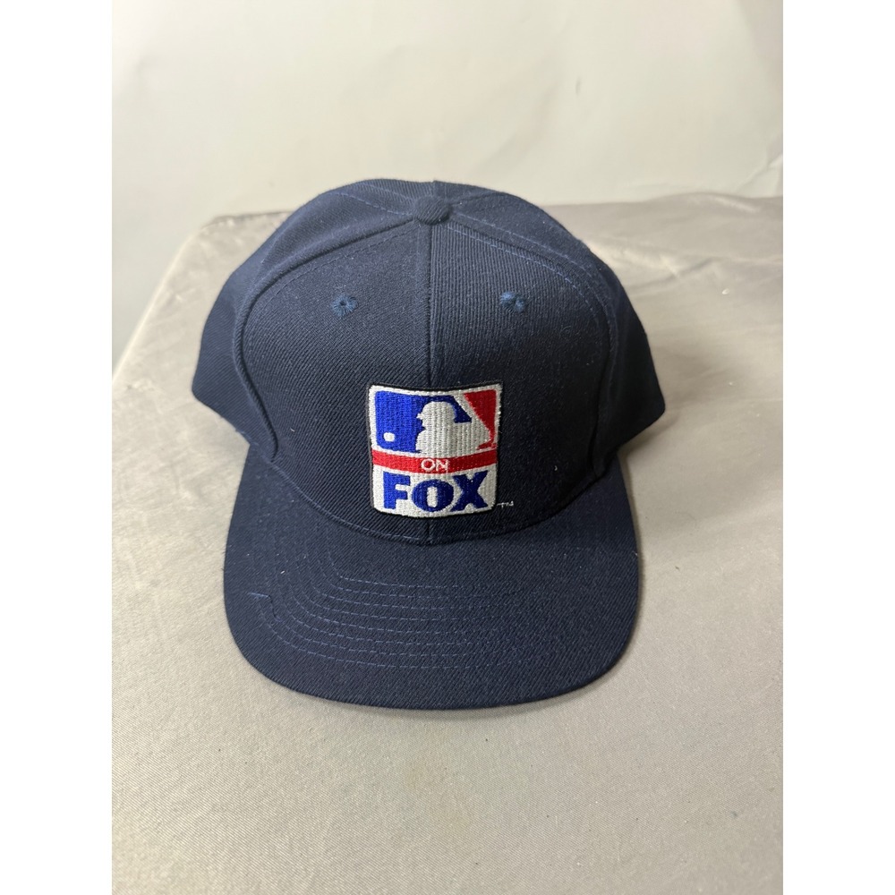 Vintage MLB on Fox Sports Snapback Hat Otto Cap Navy Blue Green Underbrim Retro